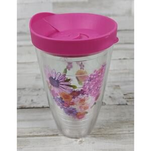 TERVIS Pink Floral Print Tumbler 16 Oz With Lid Insulated Cold/Hot
